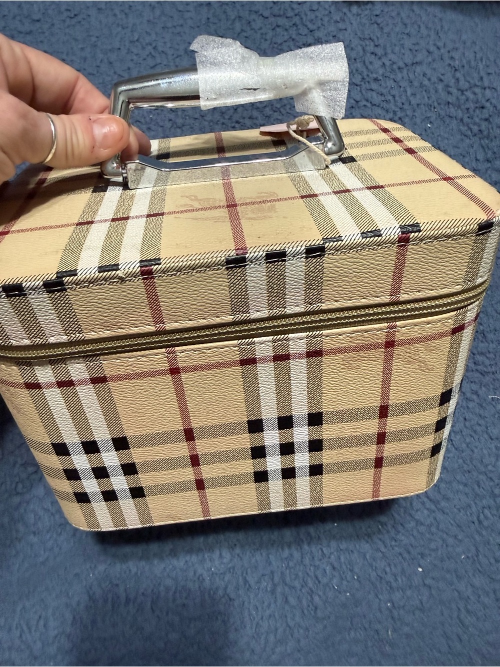 Classic Plaid Travel Vanity Case - Beige